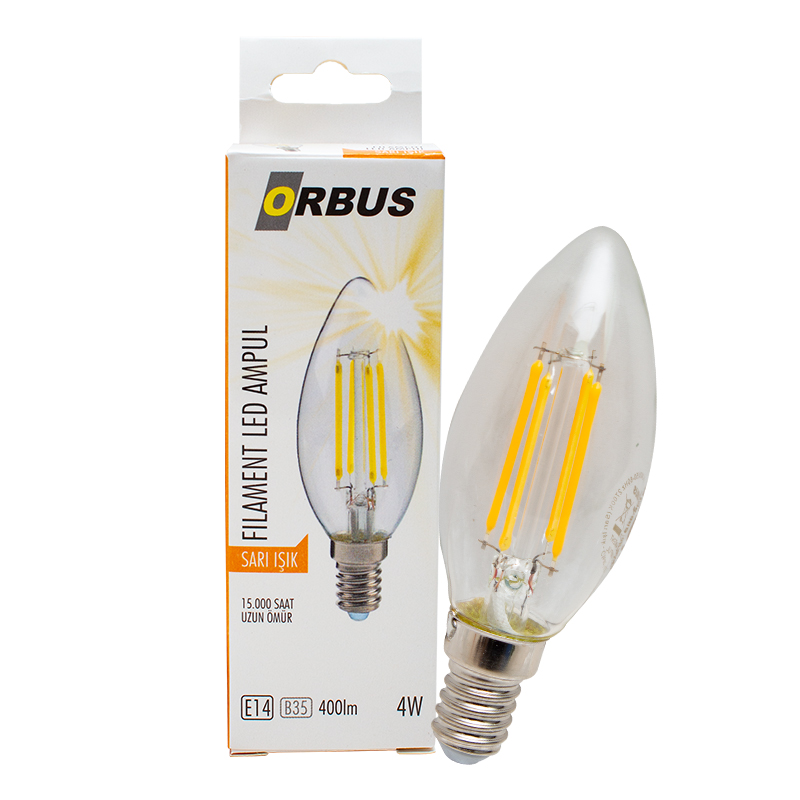 ORBUS ORB-BC3 FILAMENT BULB B35 4 WATT E14 400 LMN SARI LED AMPÜL (4767) - Lisinya