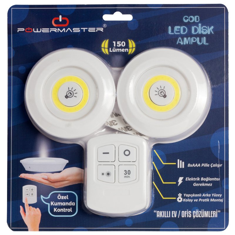 BEYAZ 150 LÜMEN COB LED YUVARLAK ÇİFT AMPÜL KUMANDALI (4767) - Lisinya