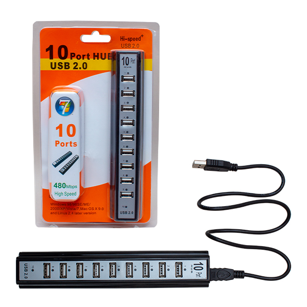 USB 2.0 10 PORT ADAPTÖRLÜ USB HUB ÇOKLAYICI (4767) - Lisinya