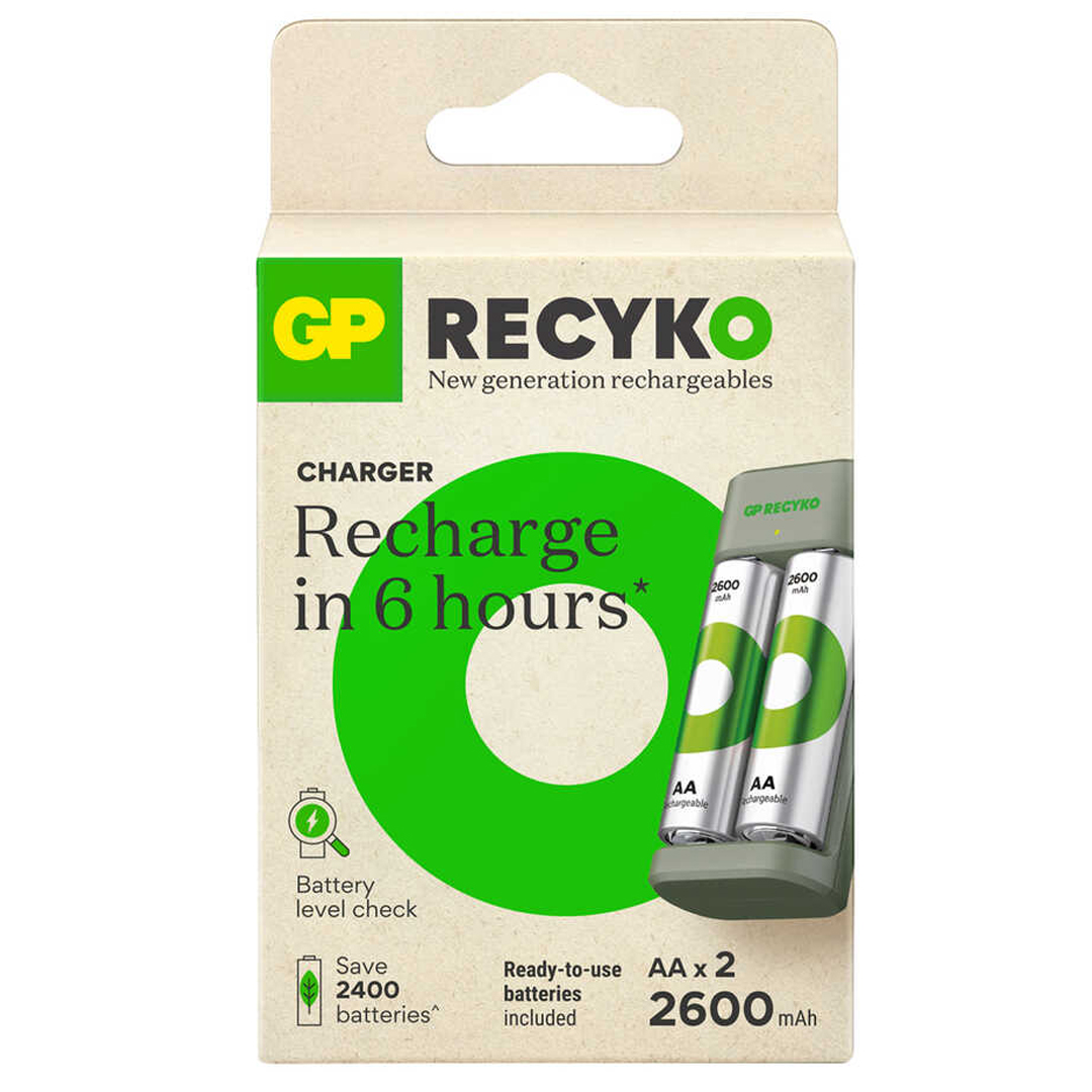 GP RECYKO E221 2 X 2600 MAH R6 AA PİLLİ PİL ŞARJ CİHAZI (GP-E221/270AHCER21-2GTLB2) (4767) - Lisinya