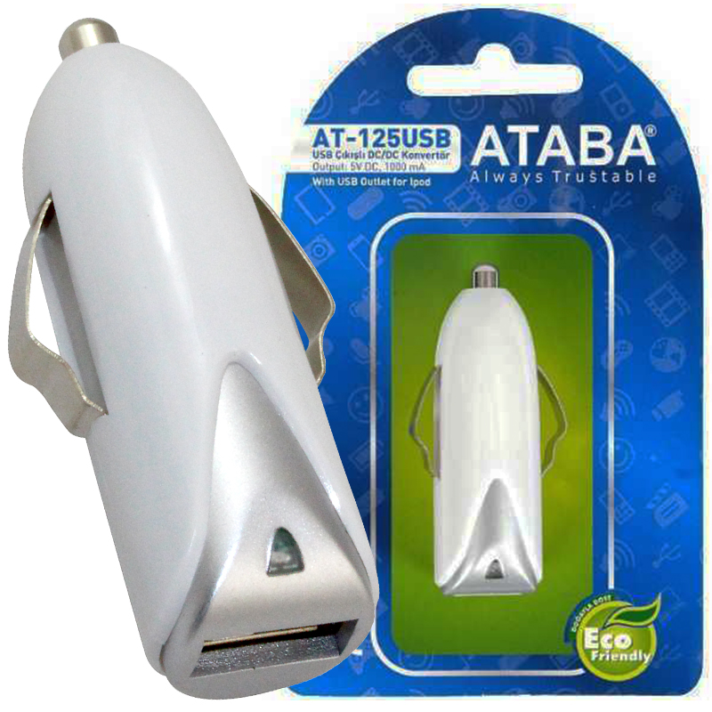 ATABA AT-125 USB 12V GRŞ.5 VOLT 1000 MA ARAÇ ÇAKMAK USB ŞARJ (4767) - Lisinya