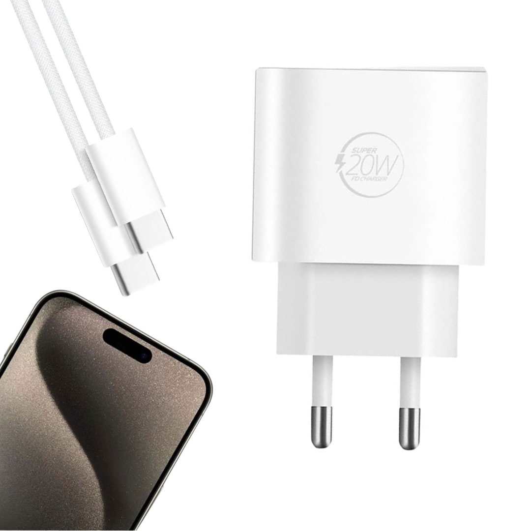 20 WATT TYPE-C ŞARJ BAŞLIK ADAPTÖRÜ + KABLO SETİ (APPLE 15 PRO-PROMAX UYUMLU) (4767) - Lisinya