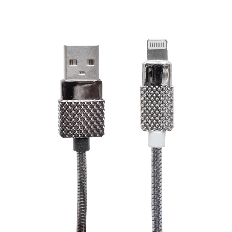 METAL YAYLI IPHONE LIGHTNING USB DATA VE ŞARJ KABLOSU 1 METRE (4767) - Lisinya