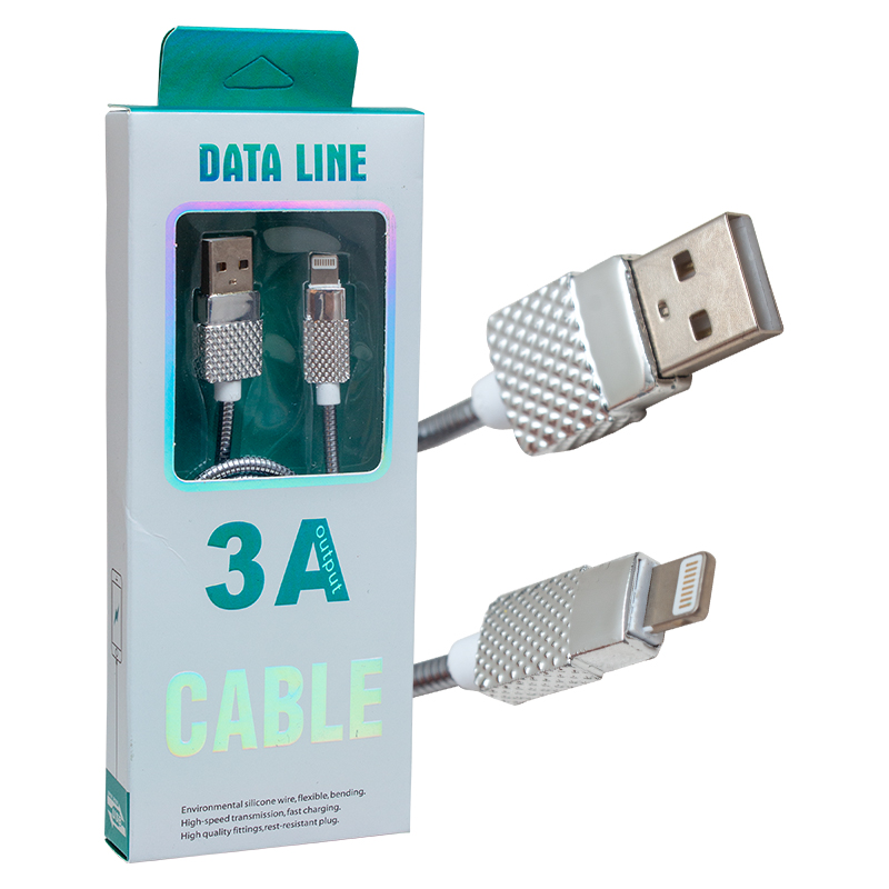 METAL YAYLI IPHONE LIGHTNING USB DATA VE ŞARJ KABLOSU 1 METRE (4767) - Lisinya