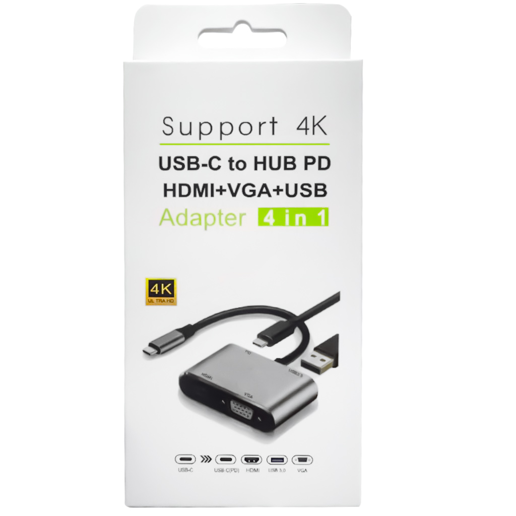 USB TYPE-C TO HDMI-VGA-USB-TYPE C 4IN1 ADAPTÖR (4767) - Lisinya