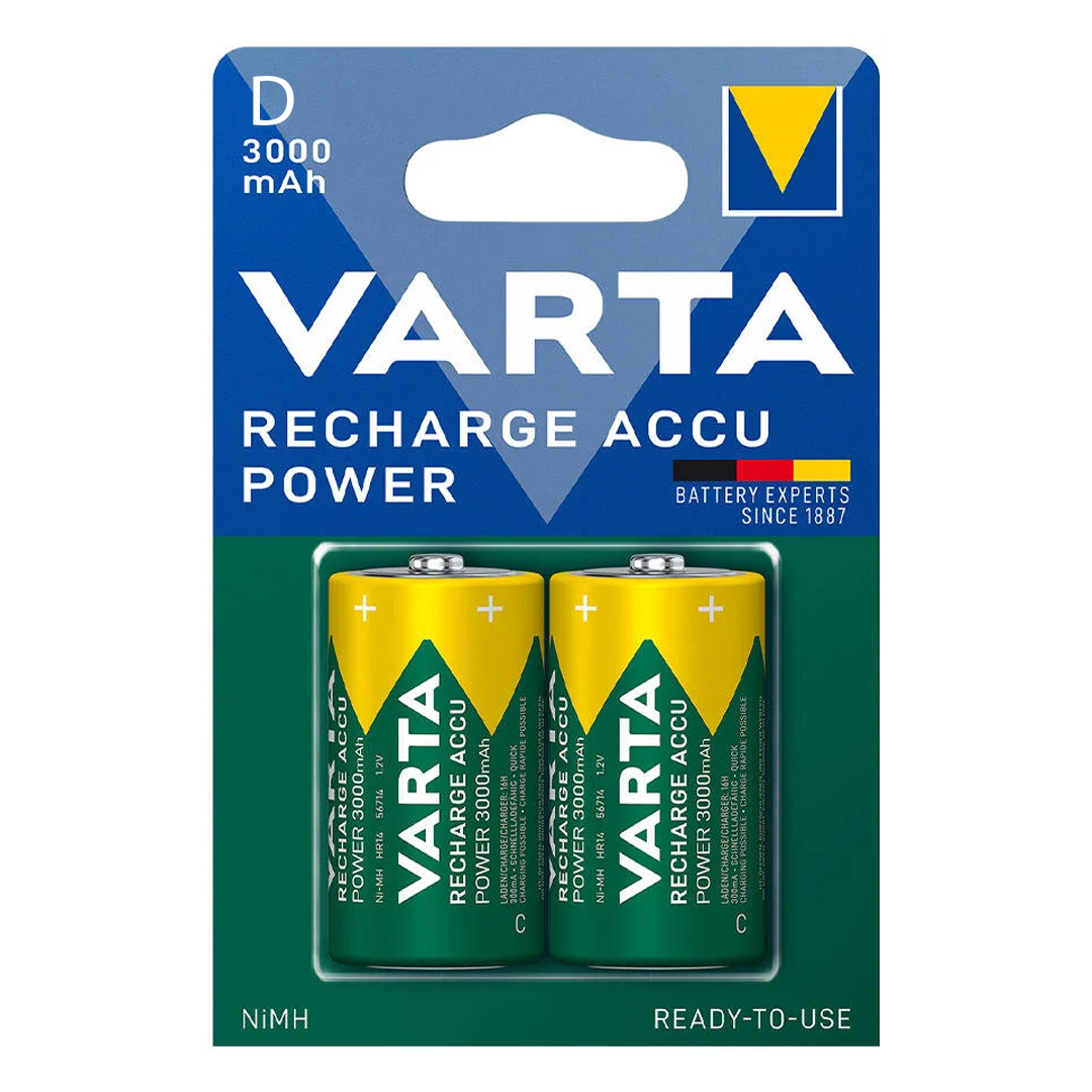 VARTA 1.2 VOLT - 3000 MAH NI-MH BÜYÜK D BOY ŞARJLI PİL 2LI PAKET (4767) - Lisinya