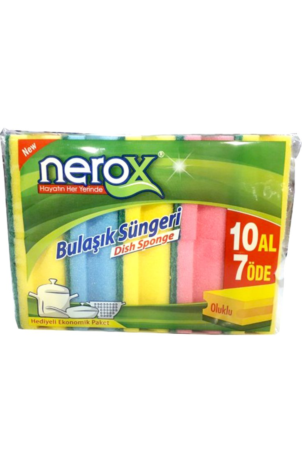 Nerox Bulaşık Süngeri Oluklu 10'Lu Lisinya-NRX-F550 - Lisinya