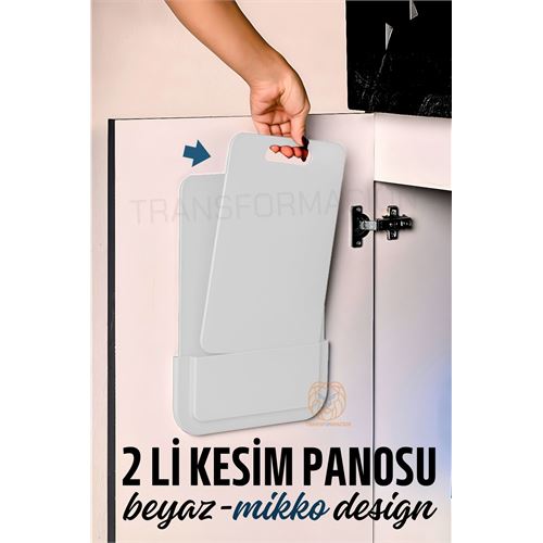 Lisinya 2 li Kesim Panosu Stantlı Yapışkanlı Kesim Tahtası BEYAZ Mikko Design - Lisinya