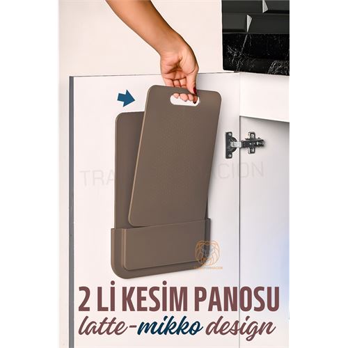 Lisinya 2 li Kesim Panosu Stantlı Yapışkanlı Kesim Tahtası LATTE Mikko Design - Lisinya