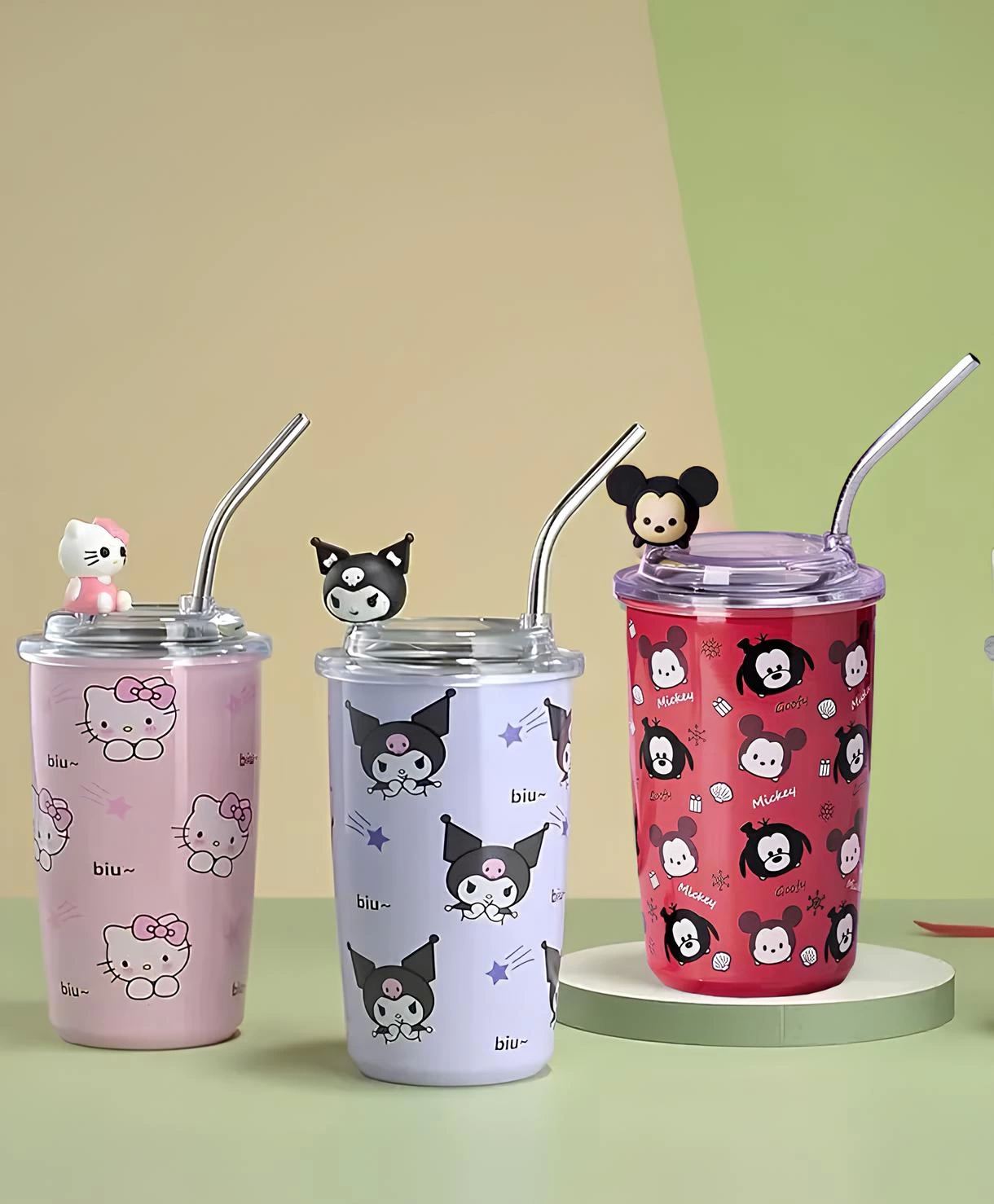 Kuromi,hello Kitty,ve Mickey Mouse Pipetli Bardak Termos Alk2965 - Lisinya