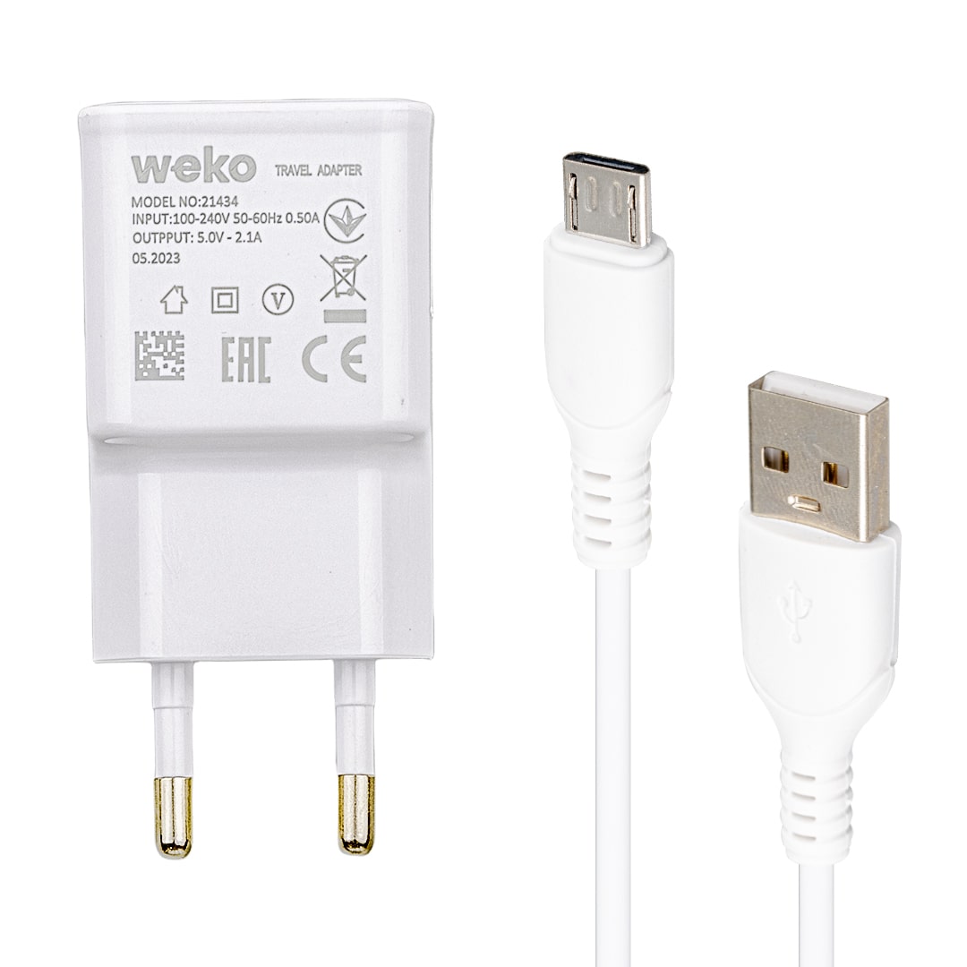 WK-21434 S6 2.1 AMPER ŞARJ BAŞLIK ADAPTÖRÜ + MICRO USB KABLO(NO:3) (4767) - Lisinya