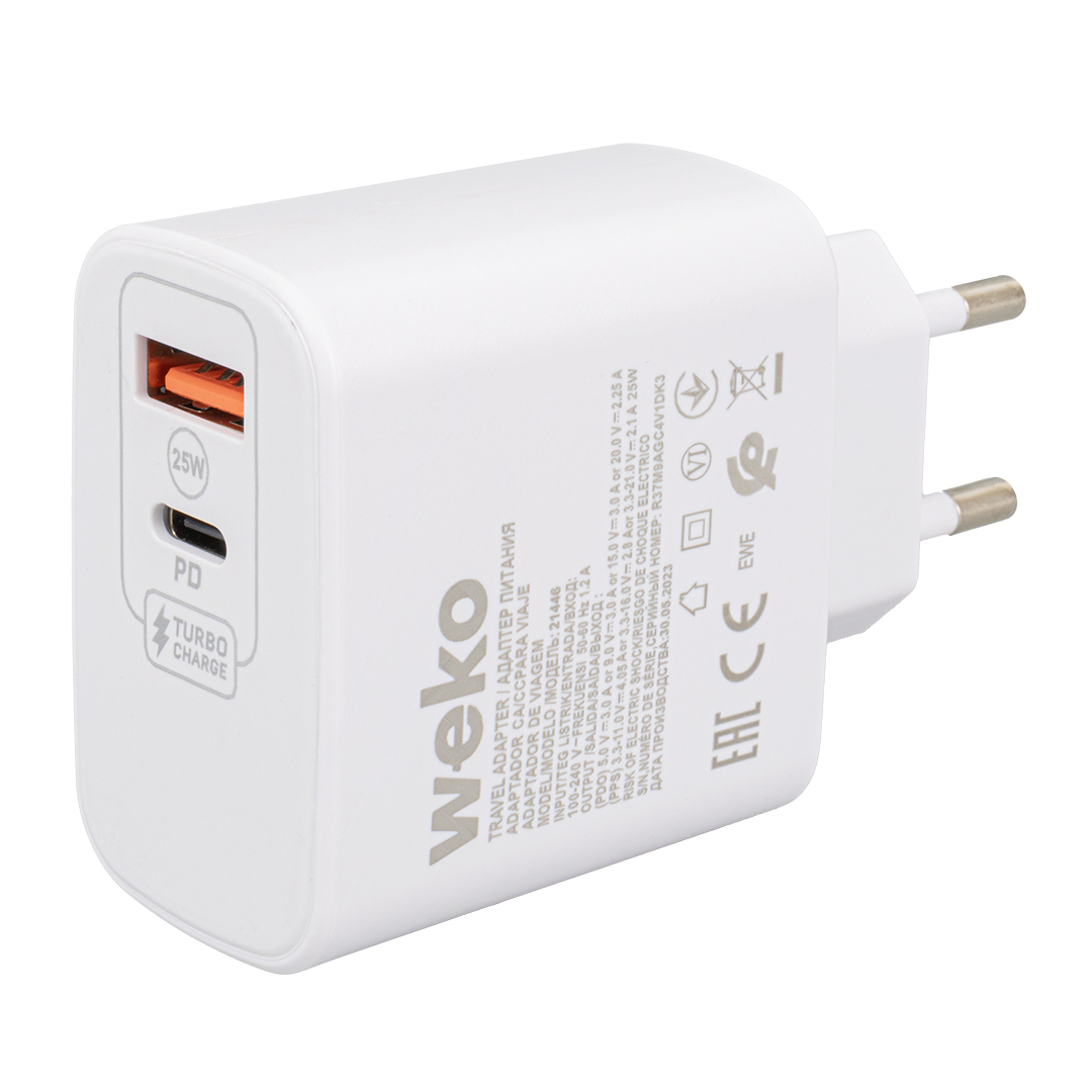 WK-21446 S11-UC 25 WATT 3.0 AMPER TYPE-C + USB ŞARJ BAŞLIK ADAPTÖRÜ (4767) - Lisinya