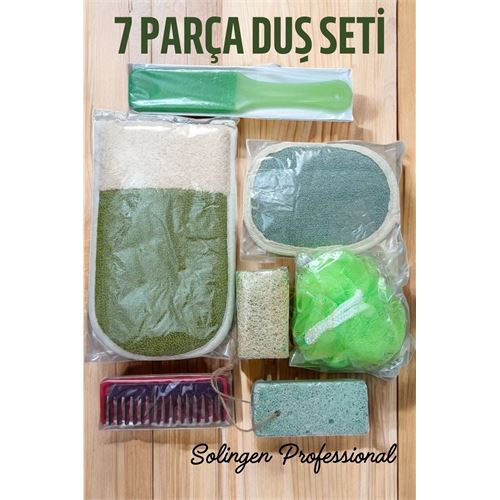 Lisinya 7 Parça Banyo Duş Seti Kese Lif Sabun Törpü Tarak Seti Solingen Professional - Lisinya