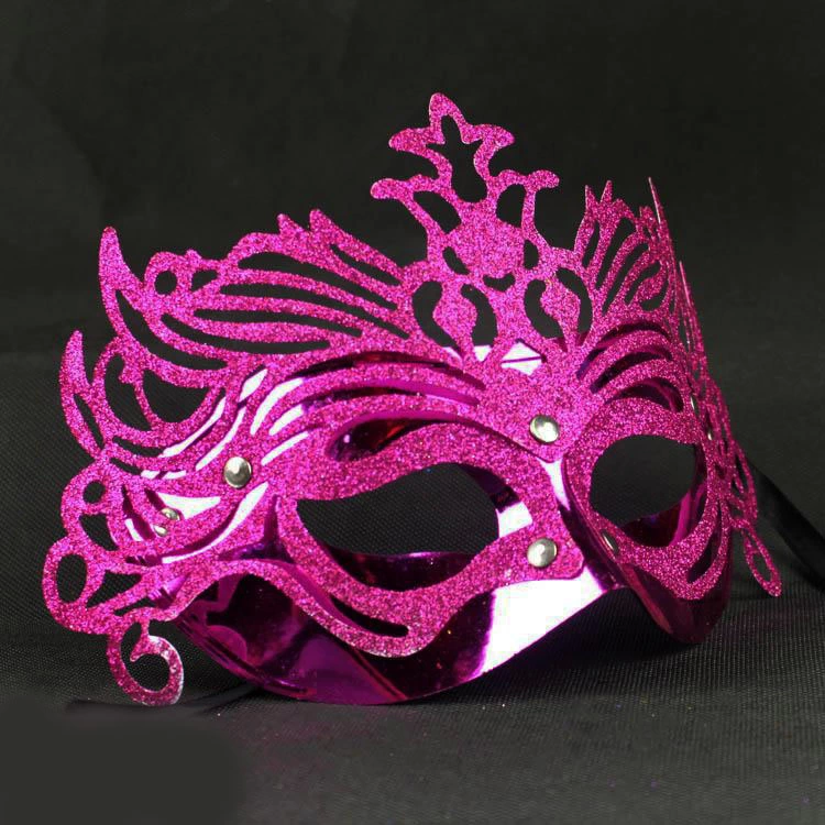 Metalik Fuşya Pembe Renk Masquerade Kelebek Simli Parti Maskesi 23x14 Cm - Lisinya