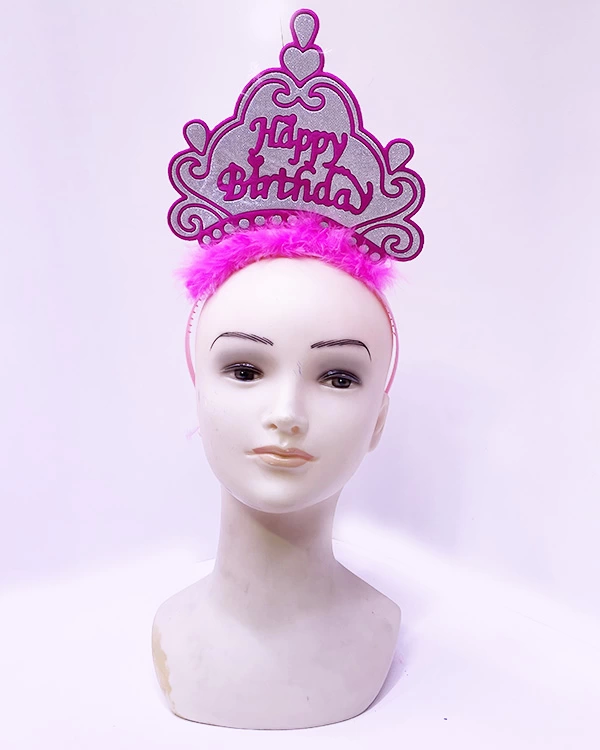 Happy Birthday Neon Pembe Renk Doğum Günü Tacı 24x15 Cm - Lisinya