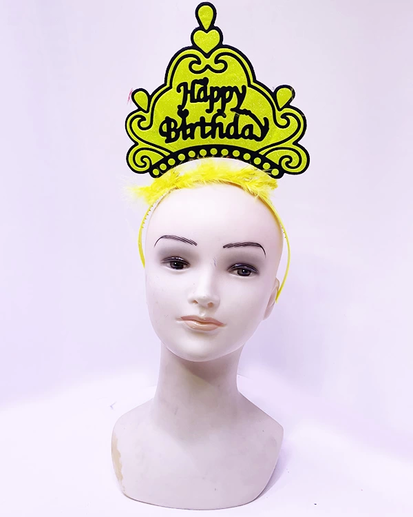 Happy Birthday Neon Sarı Renk Doğum Günü Tacı 24x15 Cm - Lisinya