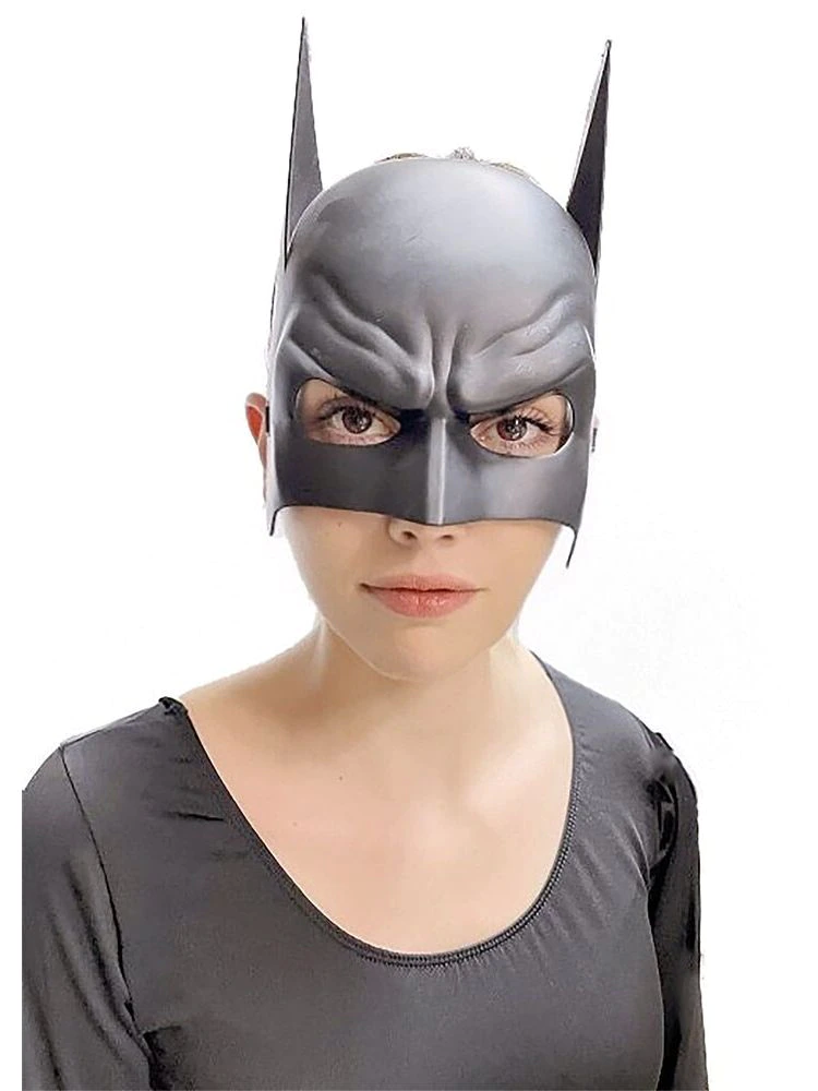 Siyah Renk Çocuk Boy Arkadan Lastikli Batman Maskesi A Kalite  20x14 Cm - Lisinya