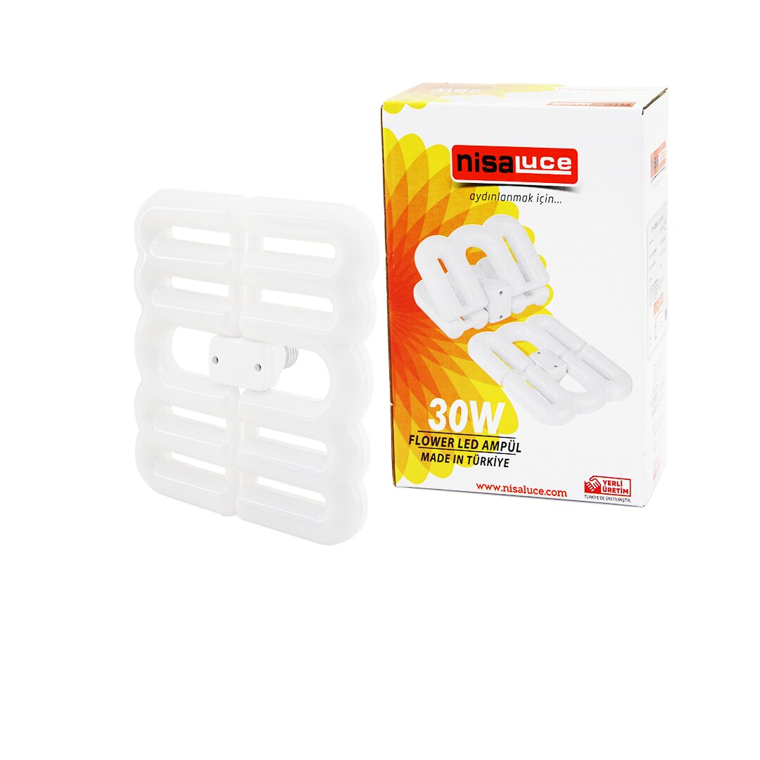 NİSALUCE EAMP-096/B 30W - E27FLOWER KATLANIR- 4B ŞEKİL16X21CMBEYAZ LED LAMBA AMPUL 2700LÜMEN- 6500K (4767) - Lisinya