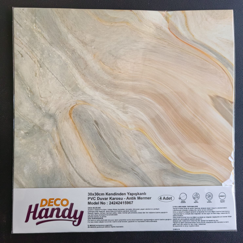 Decohandy 30x30 Cm Pvc Duvar Karosu 4lü Paket - Antik Mermer