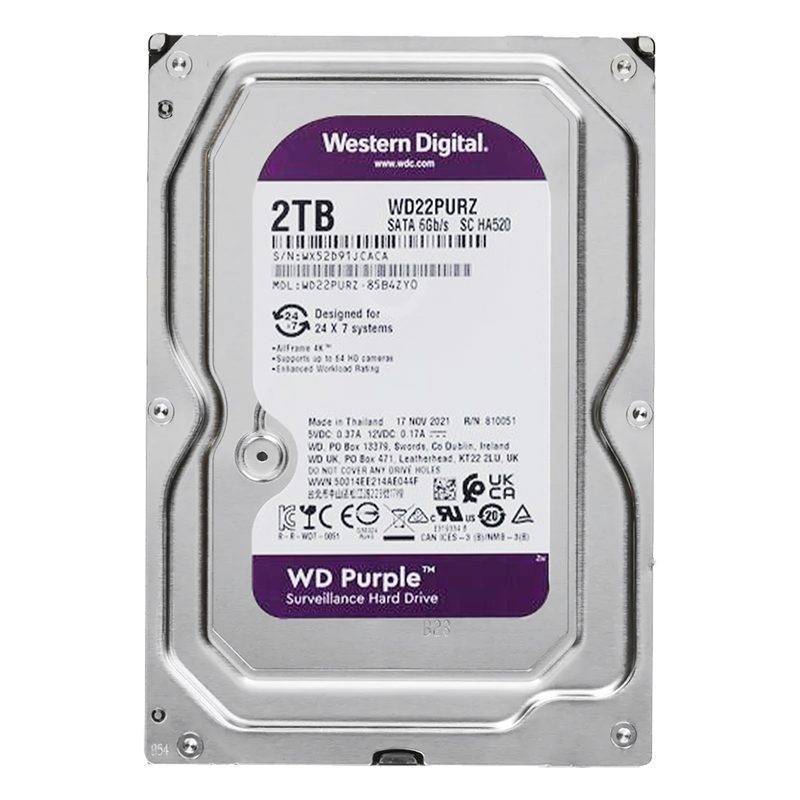 Western Dıgıtal Purple Wd22purz 2 Tb Sata 6gb/s 7/24 Güvenlik Harddısk (4172)