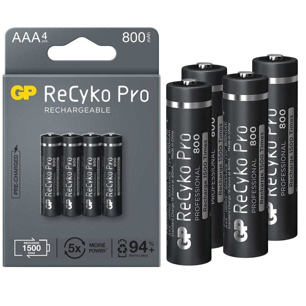 Gp Recyko Pro İnce Aaa 800 Mah Şarjlı 4lü Pil Gp85aaahcb-2eb4 (gprhch83b205) (4172)