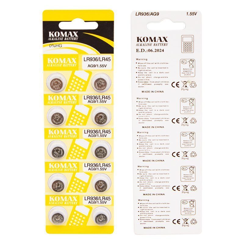 Komax Ag-9 Alkalin  Lr936/394a Düğme Pil (10lu Paket (4172)