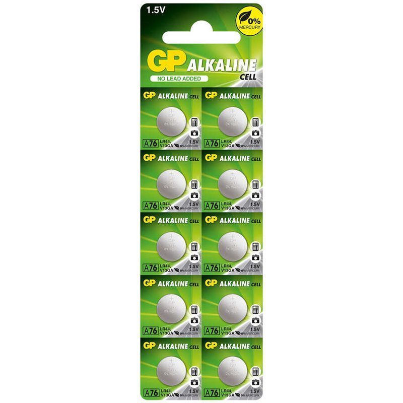 Gp A76 Lr44 1.5v Alkalin Ag-13 Pil (a76f-2c10) 10lu Paket (4172)