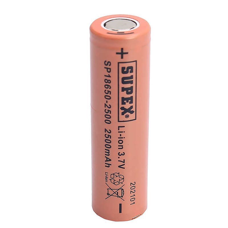 Supex 18650-2500 3.7v 2500 Mah Düz Kafa Lı-ıon Pil (4172)