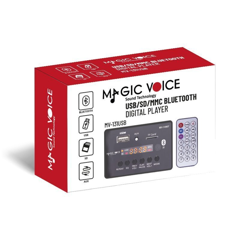 Magicvoice Mv-14907 Usb/sd/mıc/aux/bluetooth Kumandalı Ekranlı Oto Teyp Çevirici Dijital Player Board (4172)