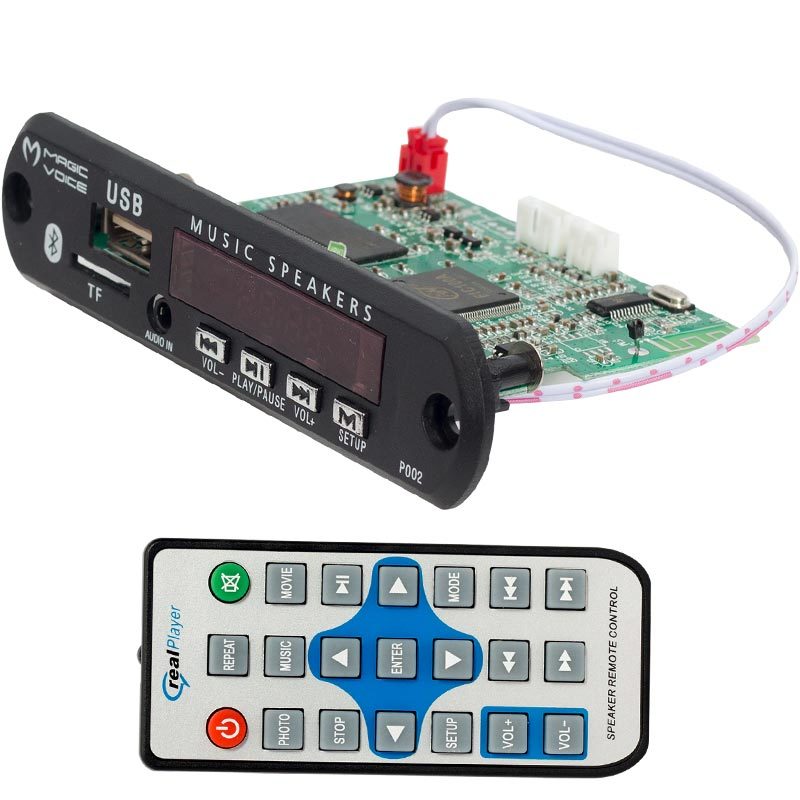 Magıcvoıce P002a Mp5 Usb/sd/mmc/bluetooth Kumandalı Oto Teyp Çevirici Dijital Video Player Board (12v-500ma) (4172)