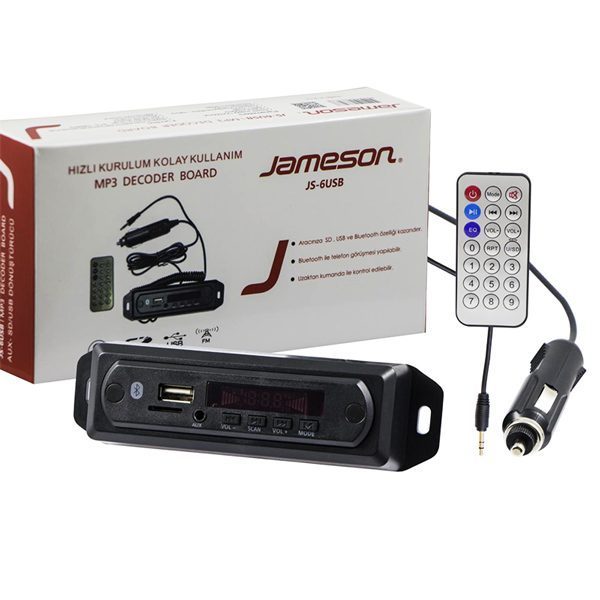 Jameson Js-6usb Mikrofonlu Bluetooth/aux Usb/sd/mmc Kumandalı Oto Teyp Çevirici Dijital Player (4172)