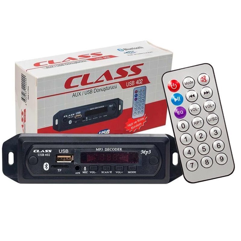 Class Usb-402 Bluetooth/aux Usb/sd/mmc Mıkrofonlu Kumandalı Oto Teyp Çevirici Dijital Player (4172)