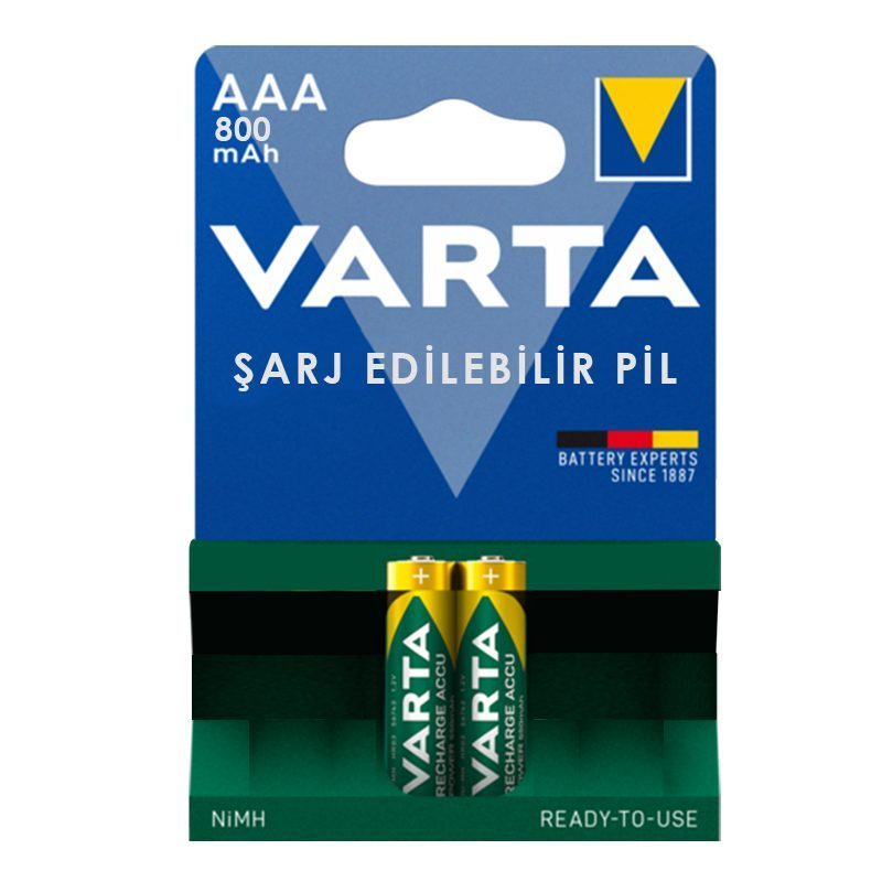 Varta Nı-mh 1.2v 800 Mah Hr03 Aaa Şarjlı 2li İnce Kalem Pil (4172)