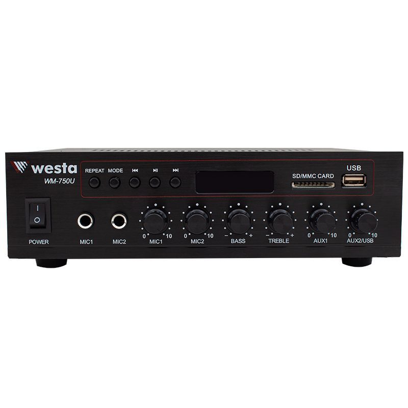 Westa Wm-750u 80w Mini 100v/70v/4-16 Ohm Usb/sd/bluetooth/ Uk-2 Mik.giriş Trafolu Anfi (4172)