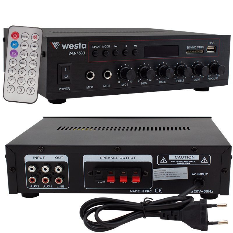 Westa Wm-750u 80w Mini 100v/70v/4-16 Ohm Usb/sd/bluetooth/ Uk-2 Mik.giriş Trafolu Anfi (4172)