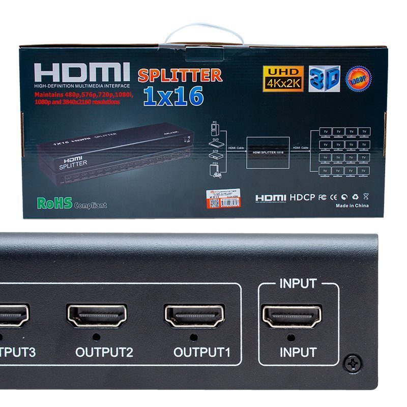 16 Port 1080p 4kx2k 3d 16 Port Hdmı Splıtter Dağıtıcı (4172)