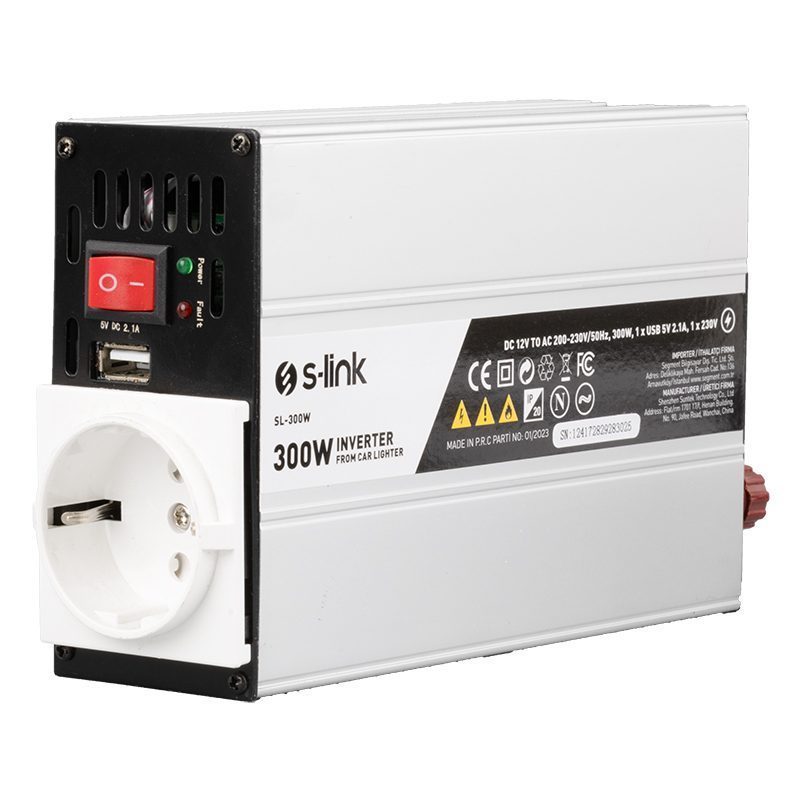 S-lınk Sl-300w 300w Dc12v-ac230v Çakmaktan Power Inverter (4172)