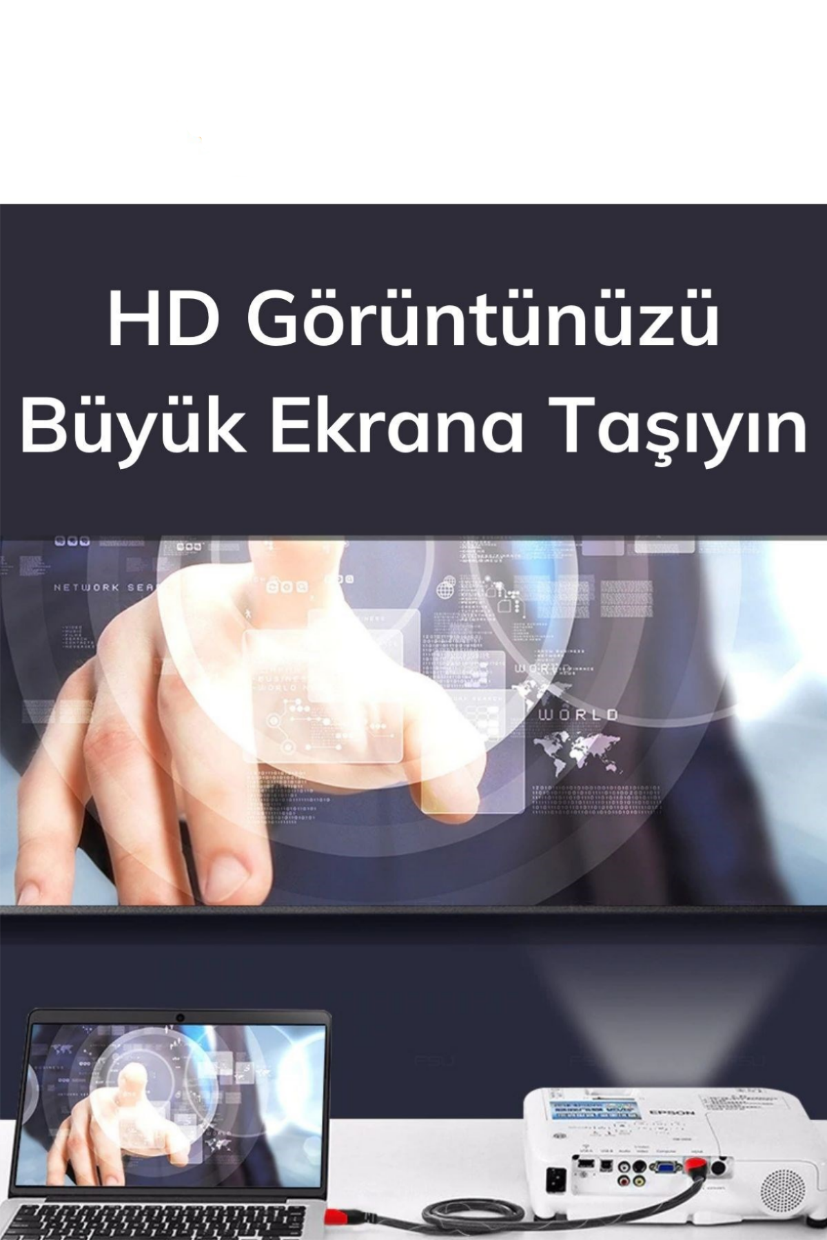 Hdmı Kablosu Hdtv Bilgisayar Uydu Görüntü Ses Full Hd Sargılı Görüntü Aktarma Kablosu (4172)