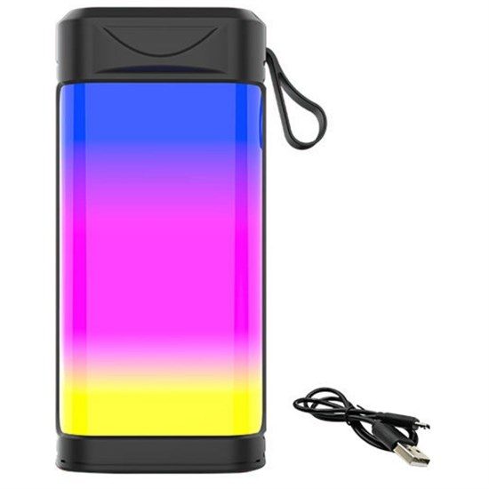 Usb Şarjlı Renkli Led Işıklı 1200 Mah 5w Portatif Müzik Sistemli Mini El Tipi Hoparlör (4172)