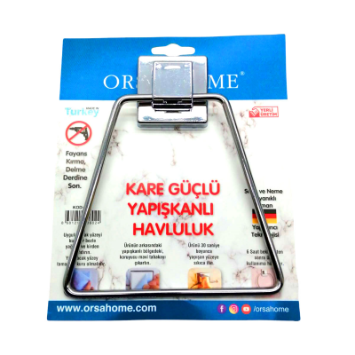 Yapışkanlı Kare Askılı Üçgen - Metal Havluluk Askı (4172)