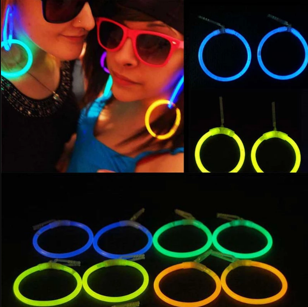 Karanlıkta Parlayan Glow Stick Küpeler Glow Partisi Küpeleri 12 Çift 24 Adet (4172)