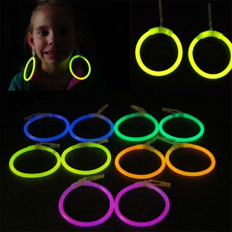 Karanlıkta Parlayan Glow Stick Küpeler Glow Partisi Küpeleri 6 Çift 12 Adet (4172)