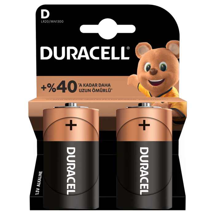 Duracell D Büyük Pil 2&apos;li Kart (4172)