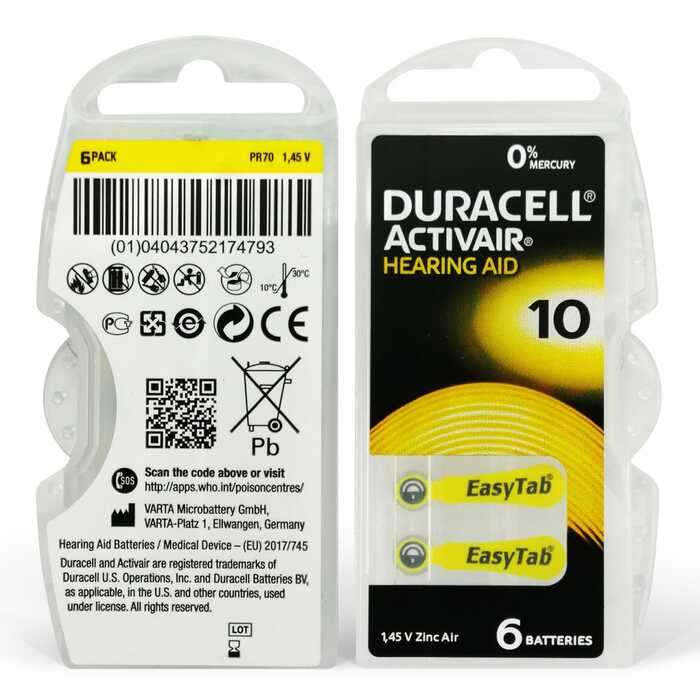 Duracell Activair10 6&apos;lı Kulaklık Pili (4172)