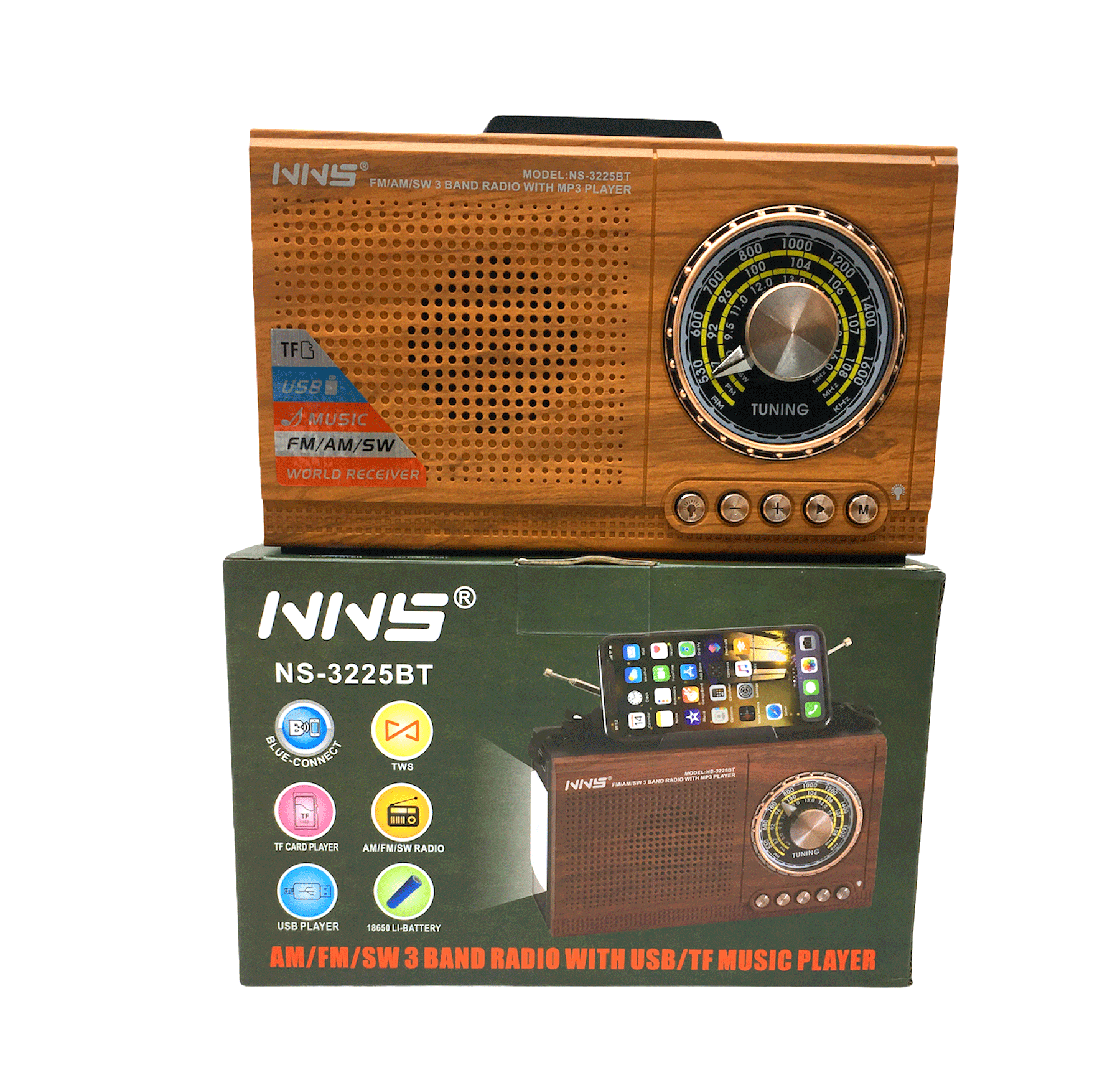 Nns Ns-3225bt Sd/usb/fm Fenerli Nostaji Şarjlı Pl-4142 (4172)