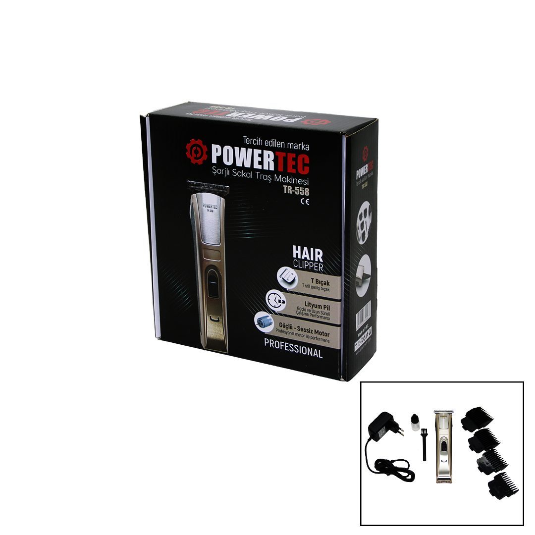 Powertec Tr-558 Şarjlı Saç Sakal Ense Çizim Traş Makinesi T Bıçak (4172)