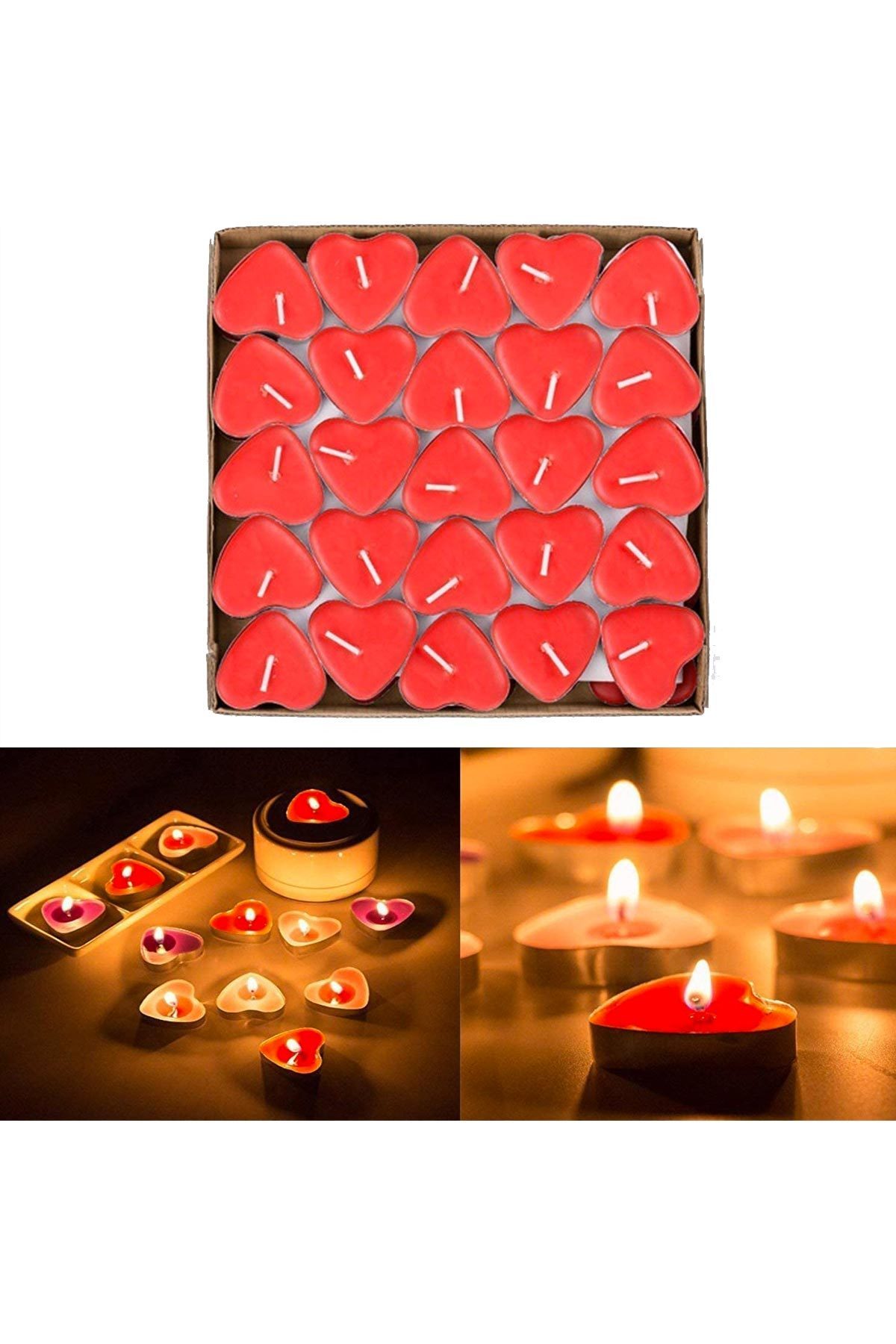 Kalpli Tea Light 25 Parça  Mum Kırmızı (4172)