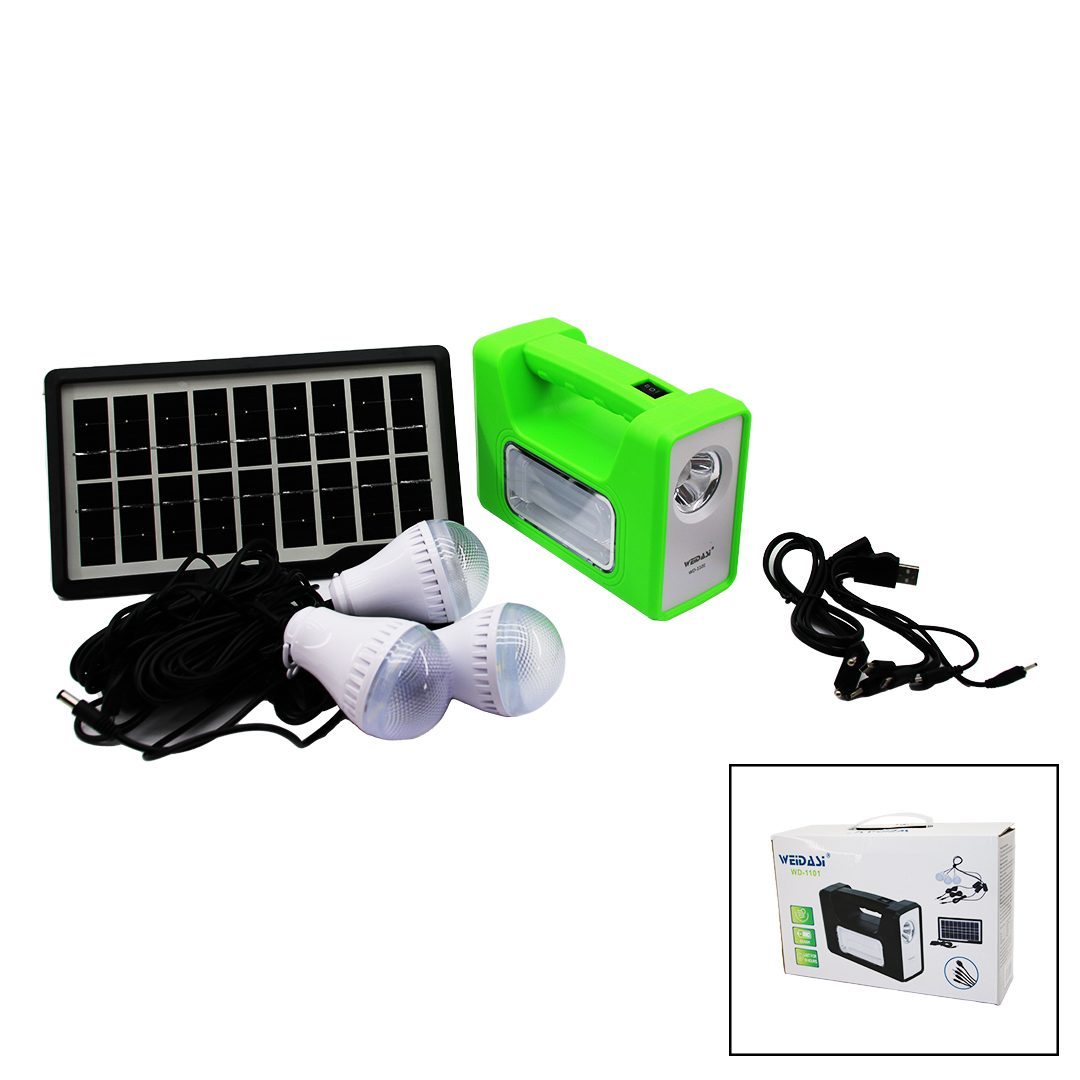 Solar Seyyar Panelli - Fiş Şarjlı 2in1 Yatay - Düz Model El Feneri  - 3 Parça  Ampul Kablolu - Powerbank (4172)