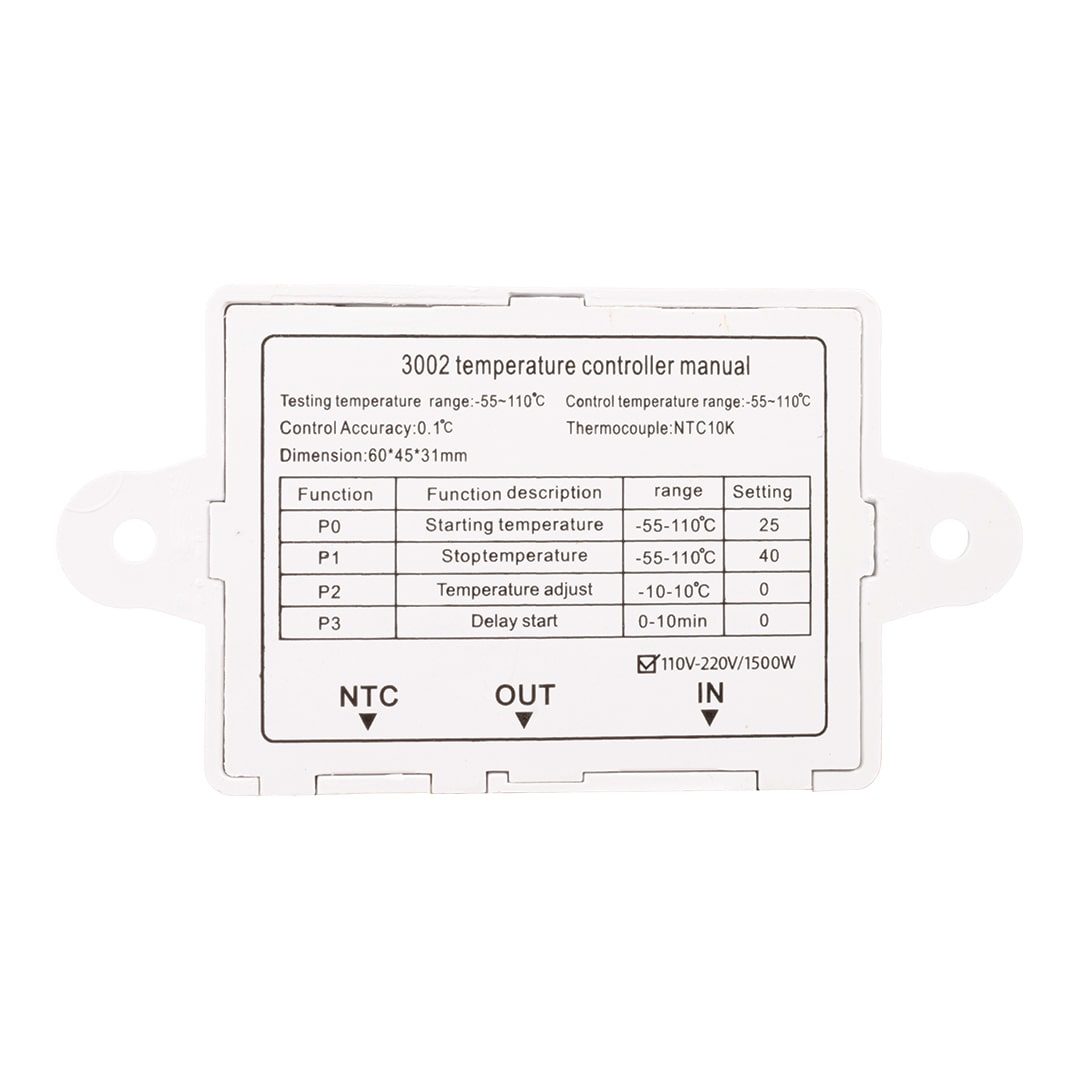 W3002 Dijital Ekran Sıcaklık Kontrol Modülü 10a 12v 24v 110v~220v (4172)