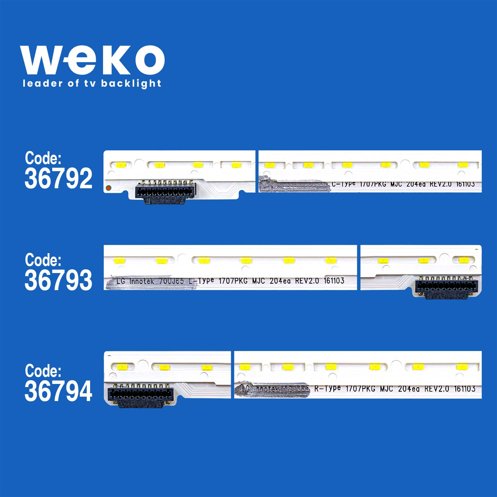 Wkset-5990 36792x1 36793x1 36794x1lg Innotek 70uj65 C/l/r Type 1707pkg Mjc 204ea Rev2.0 161103 3 Adet Led Bar (4172)